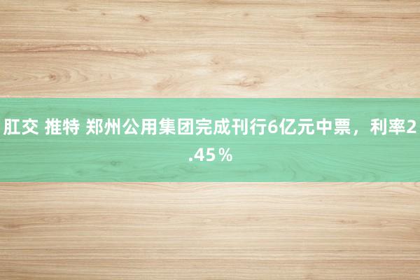 肛交 推特 郑州公用集团完成刊行6亿元中票，利率2.45％